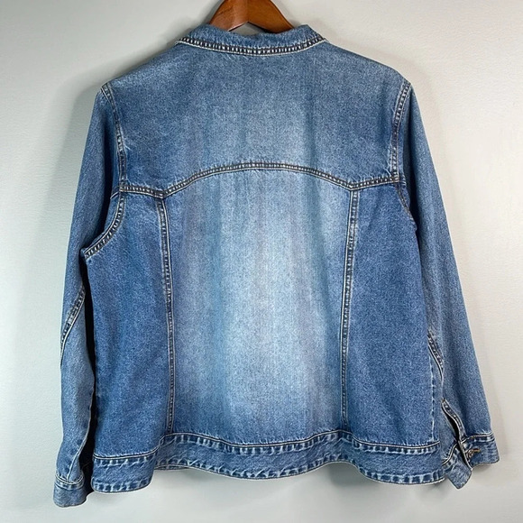 VINTAGE 90’s Cotton Ginny Plus Medium Wash Jean Jacket Fade Wash Loose 1X (S) - Picture 7 of 11